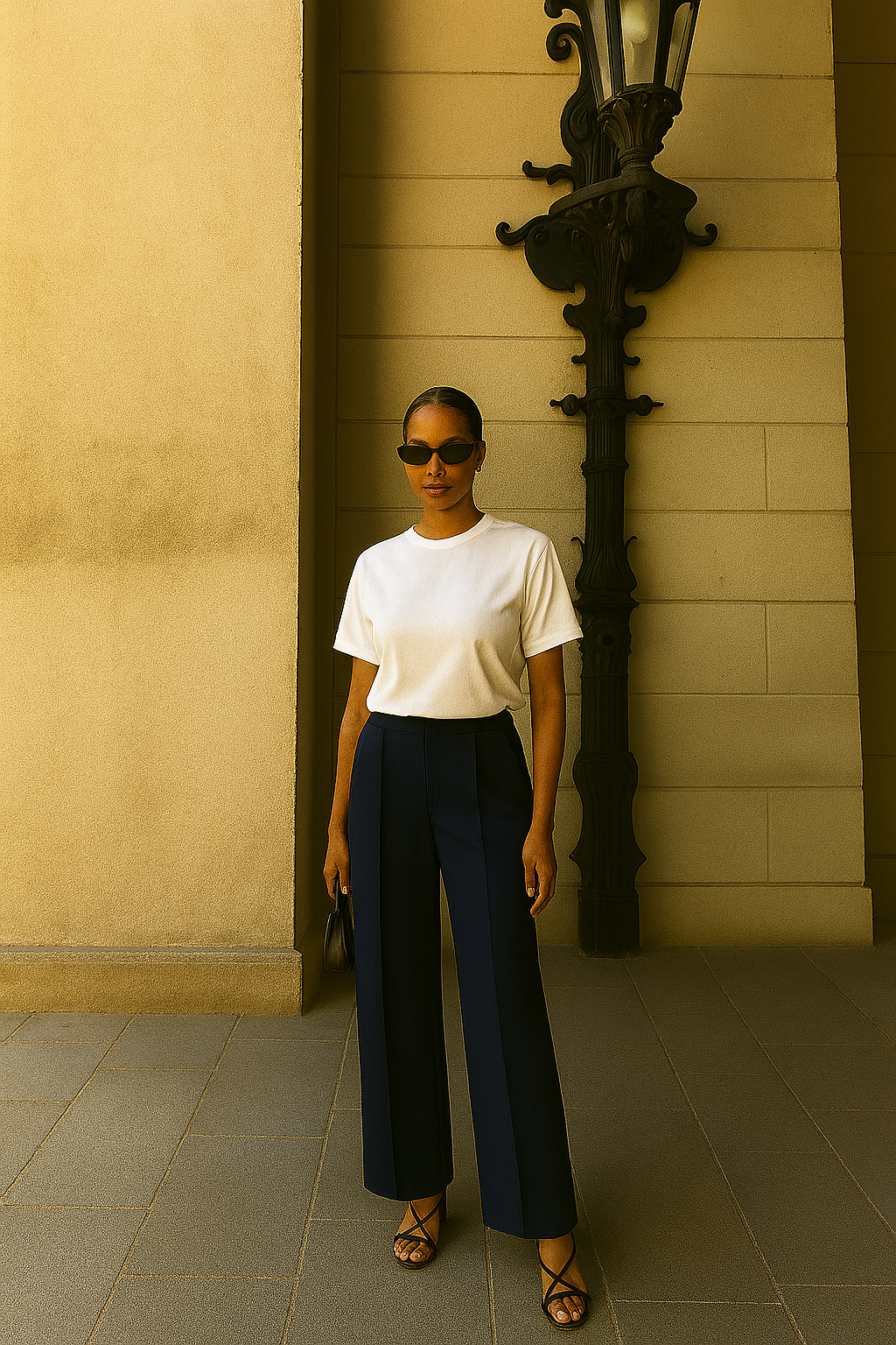 Tailored Wide-Leg Trousers - Classic Fit in Deep Blue
