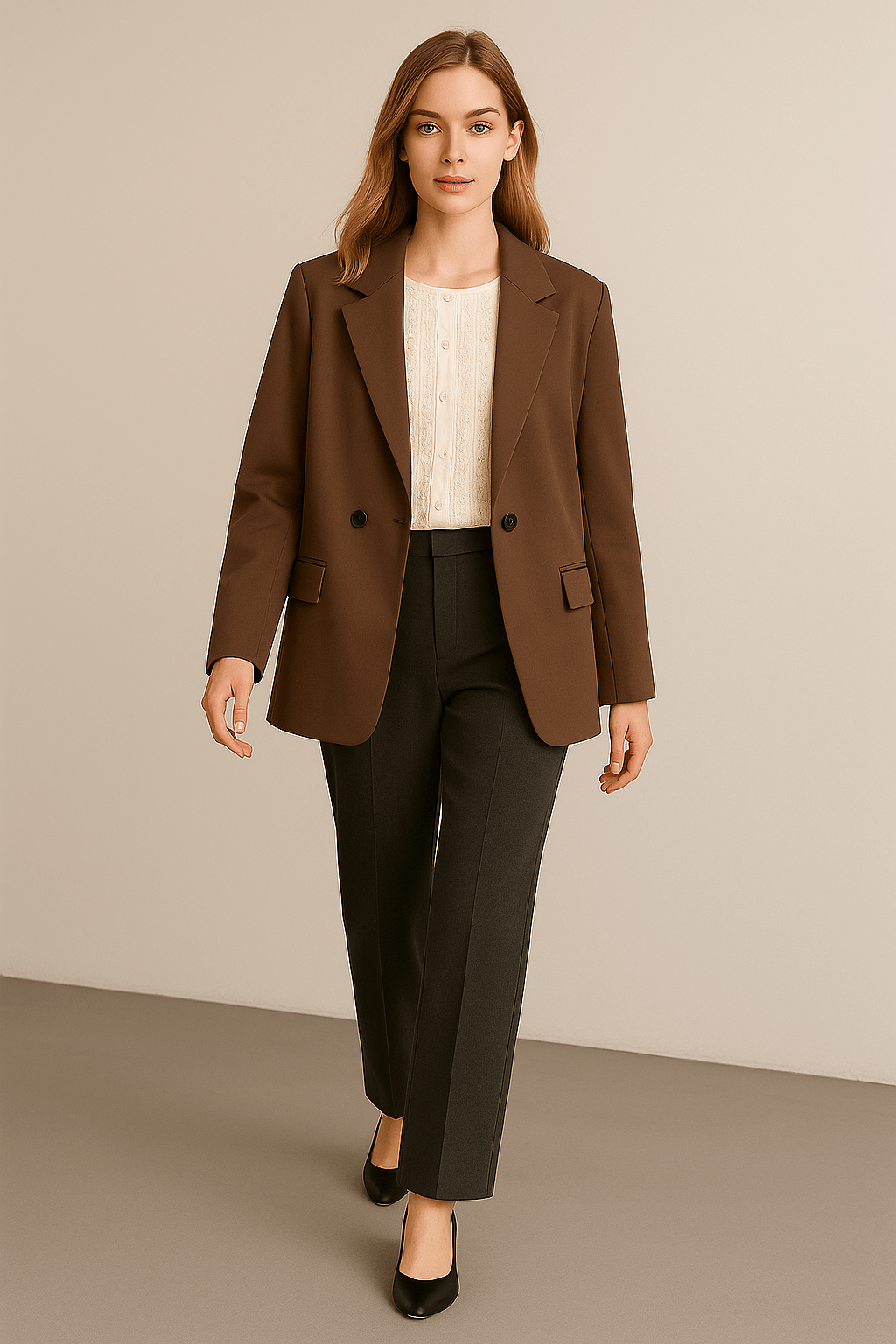 Double Breasted Capsule Blazer - Brown