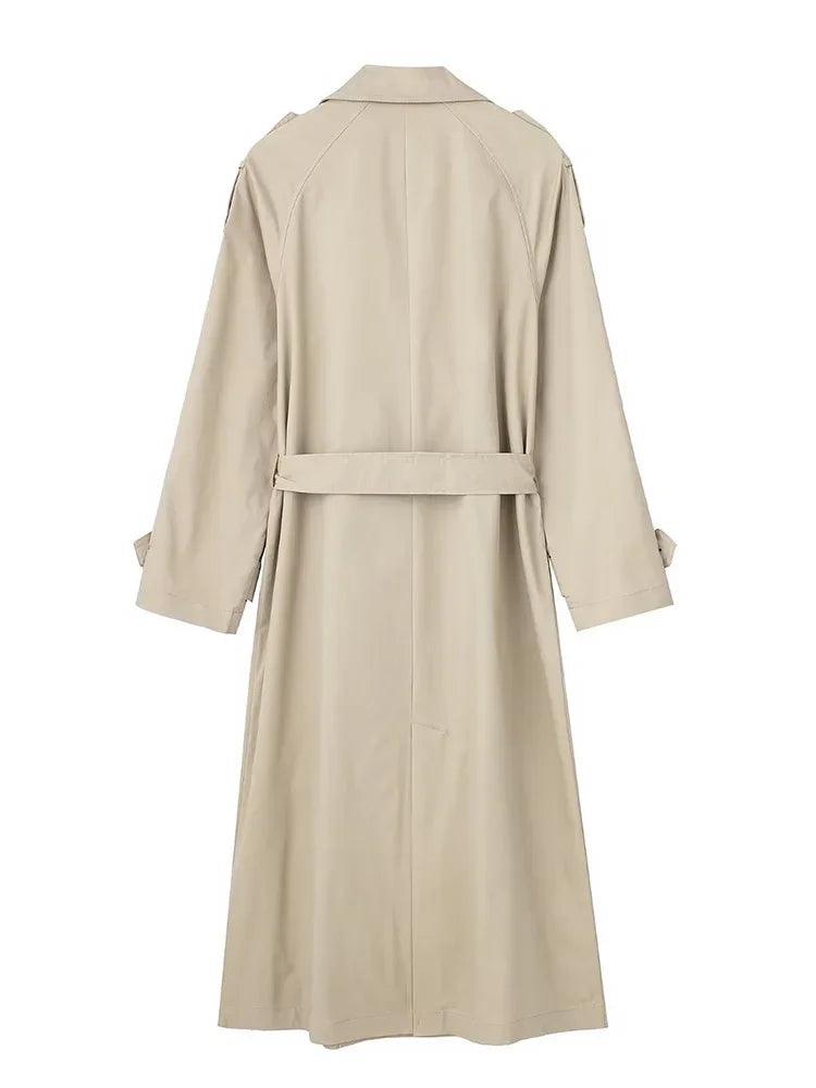 Timeless Longline Trench Coat In Khaki