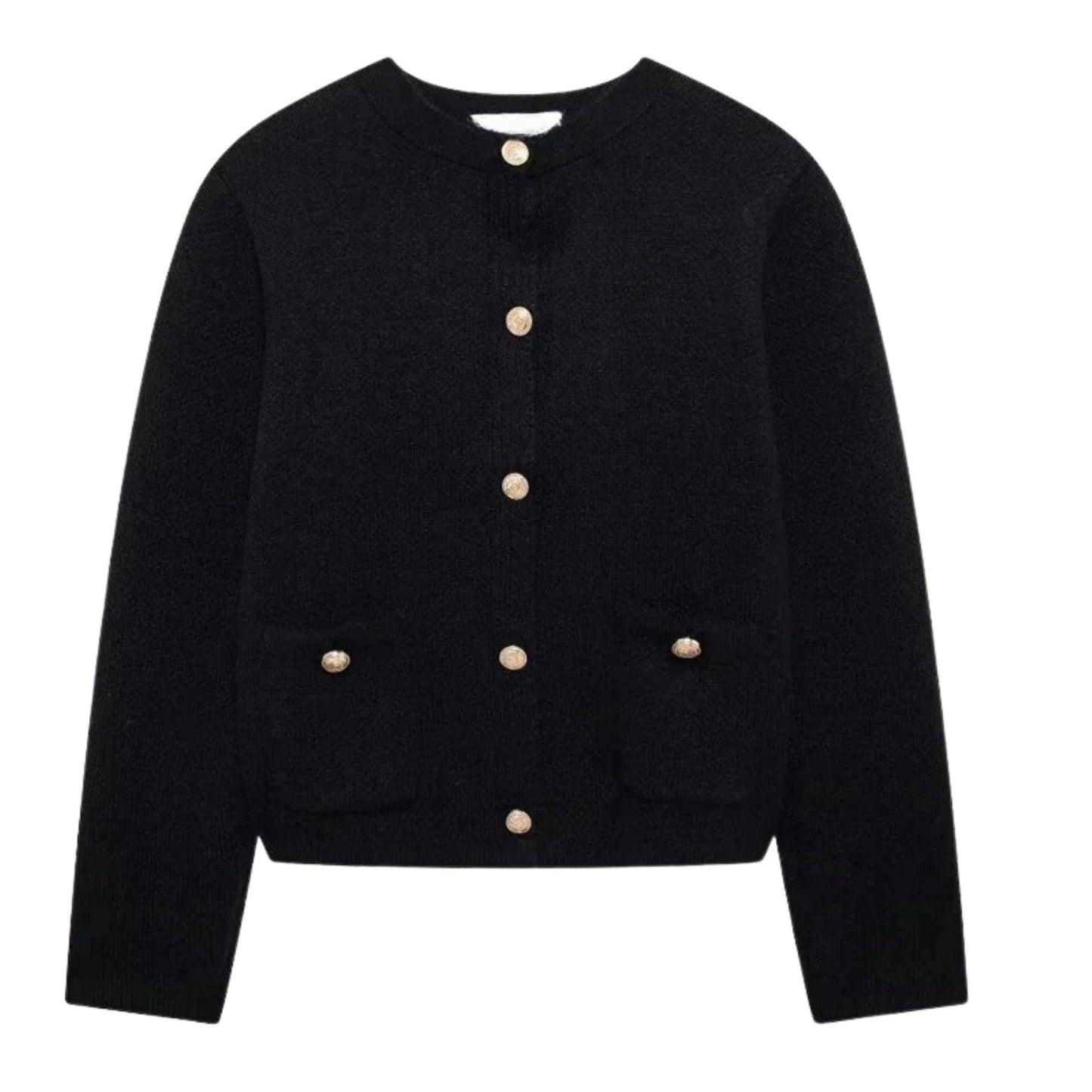 Refined Knit Cardigan – Long Sleeve in Black