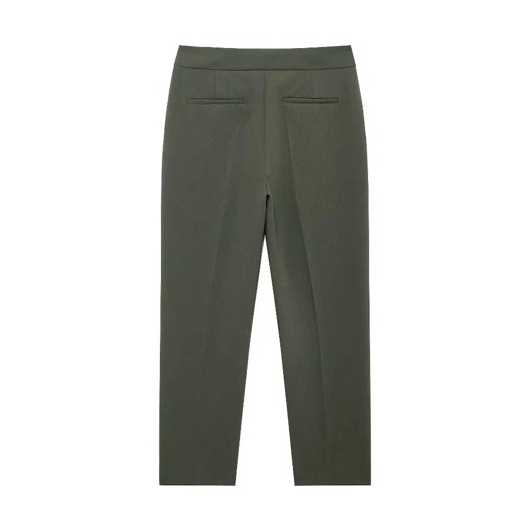 Double-Breasted Suit Set – Khaki Green