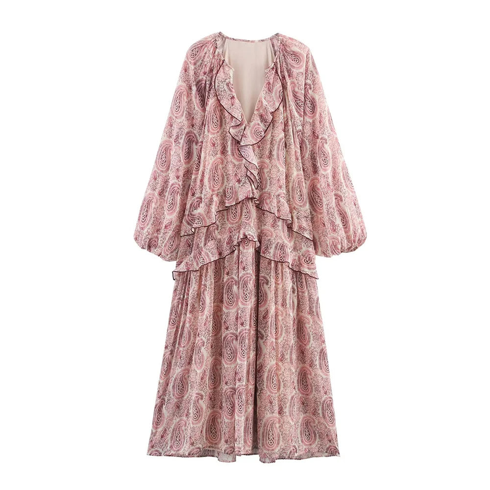 Front flat lay of rosette tiered dress