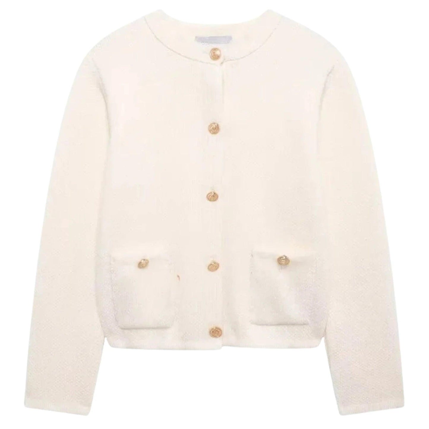 Refined Knit Cardigan – Long Sleeve in Light Beige