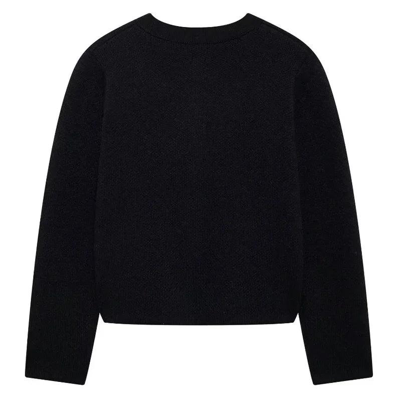 Refined Knit Cardigan – Long Sleeve in Black