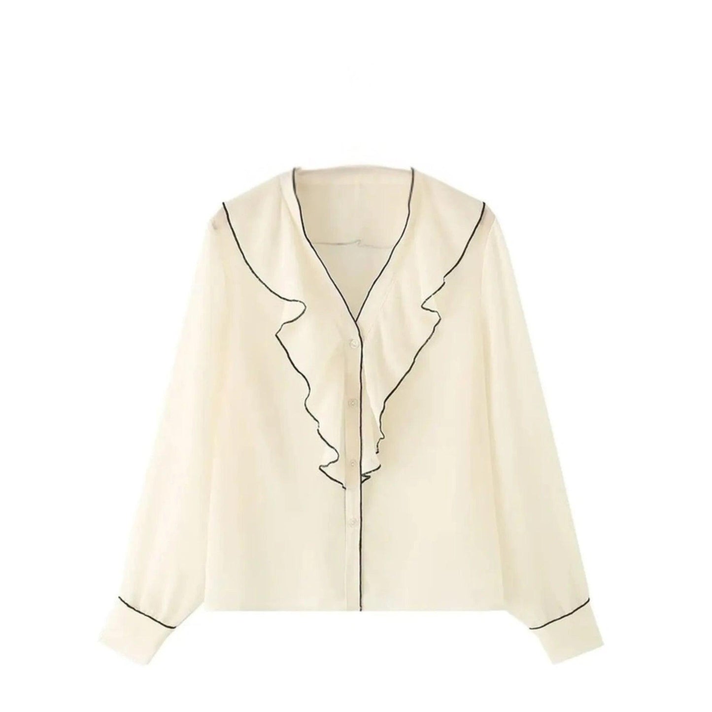 Soft Echo Ruffle Blouse - Beige