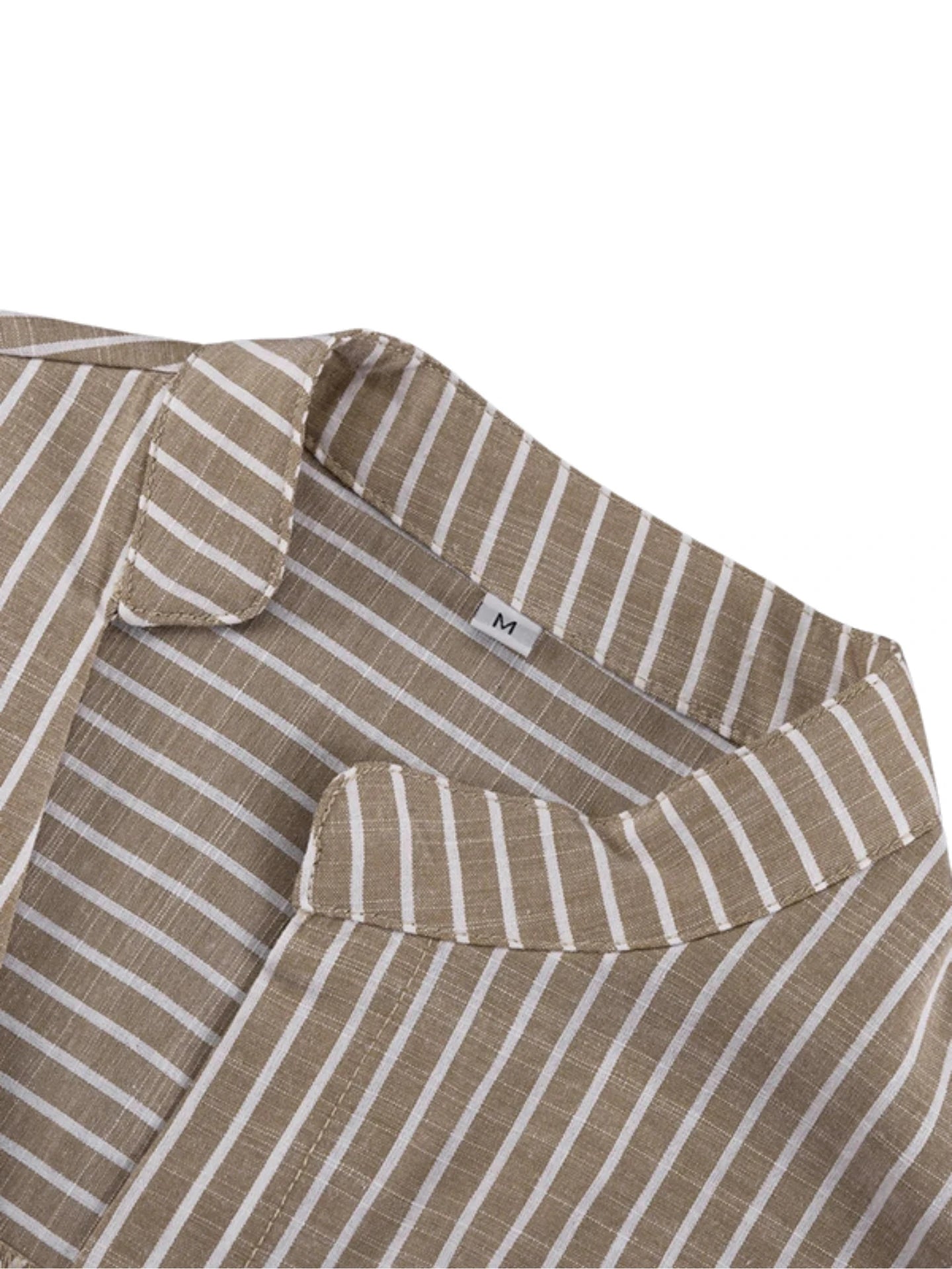 Close-up of a brown and white striped shirt on a white background