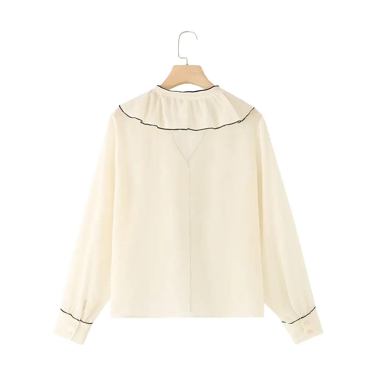 Soft Echo Ruffle Blouse - Beige