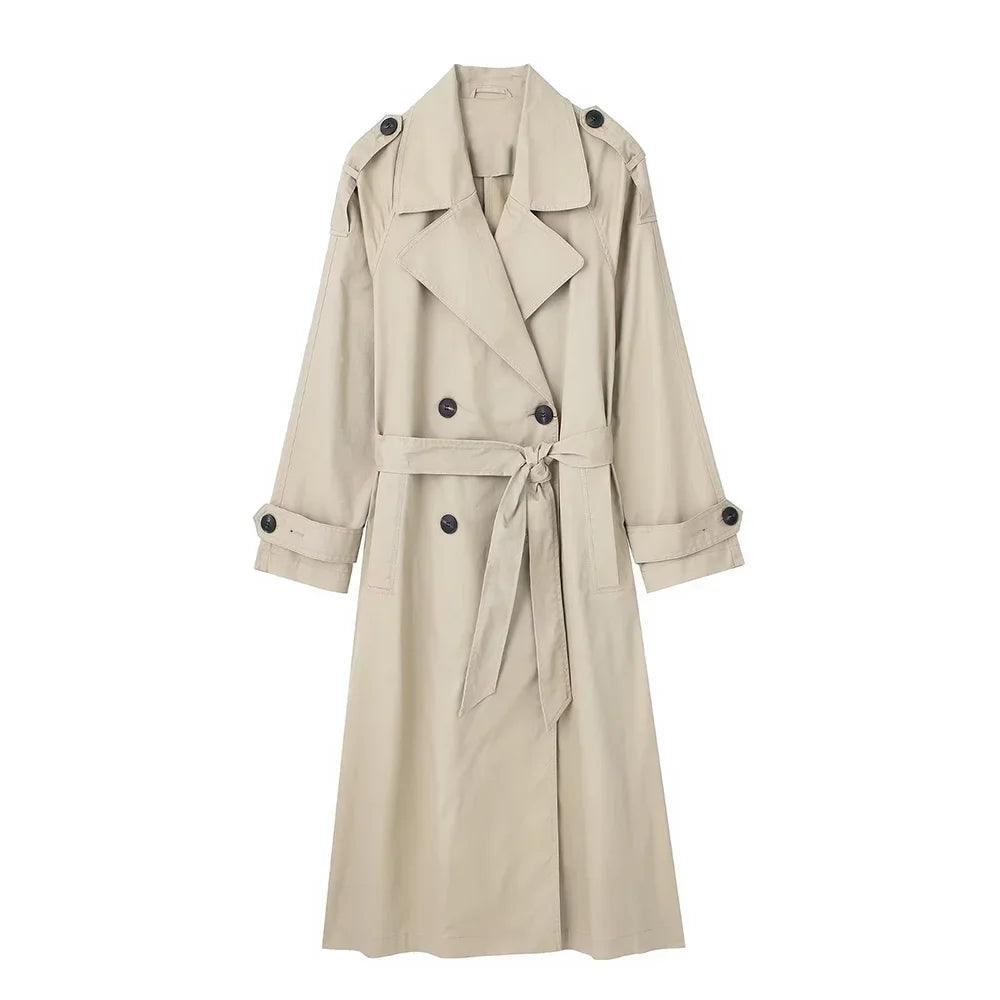 Timeless Longline Trench Coat In Khaki