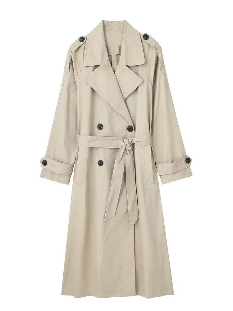 Timeless Longline Trench Coat In Khaki