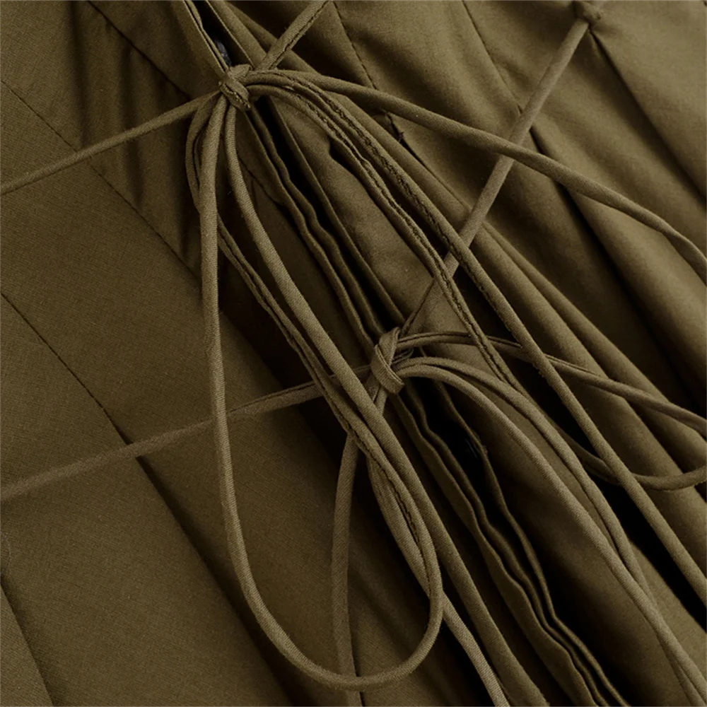 tie waist of olive grace a line dress