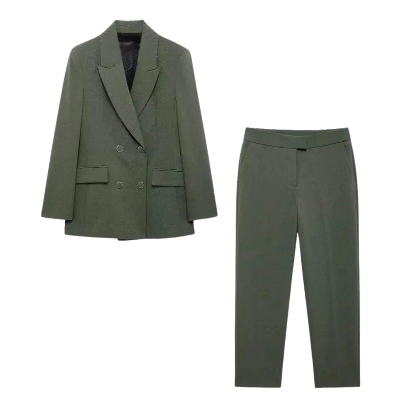 Double-Breasted Suit Set – Khaki Green