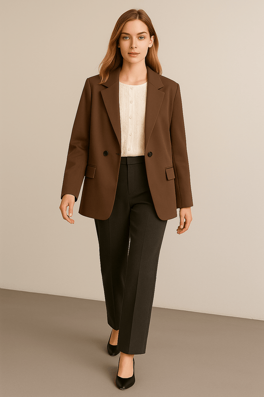 Double Breasted Capsule Blazer - Brown