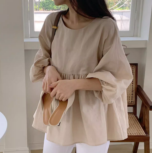 The Elara Linen Blouse