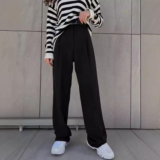 High-Waisted Wide-Leg Trousers – Black