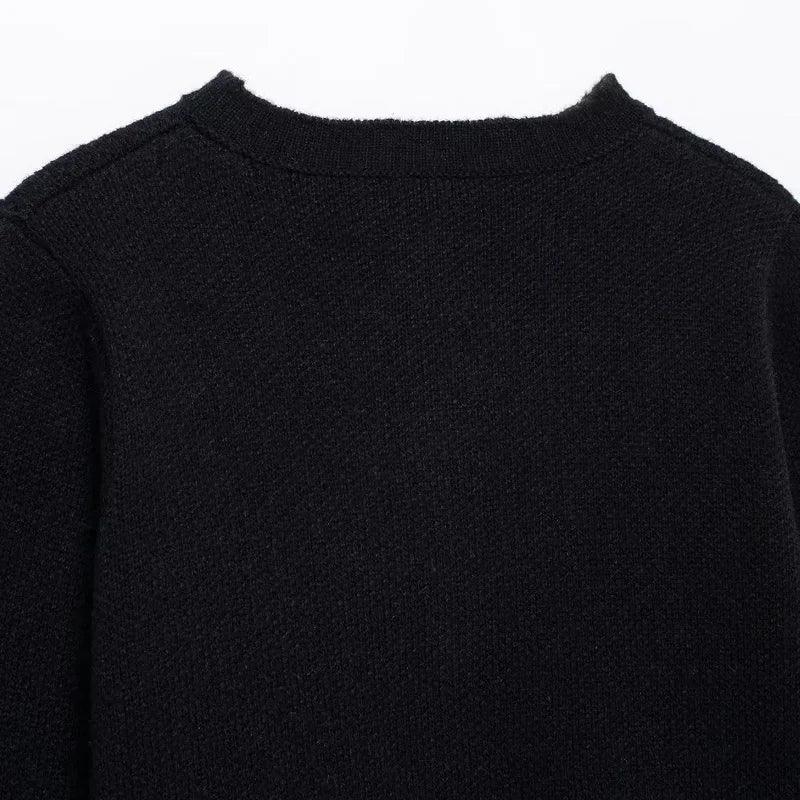 Refined Knit Cardigan – Long Sleeve in Black