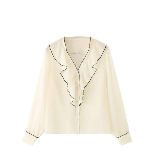 Soft Echo Ruffle Blouse - Beige