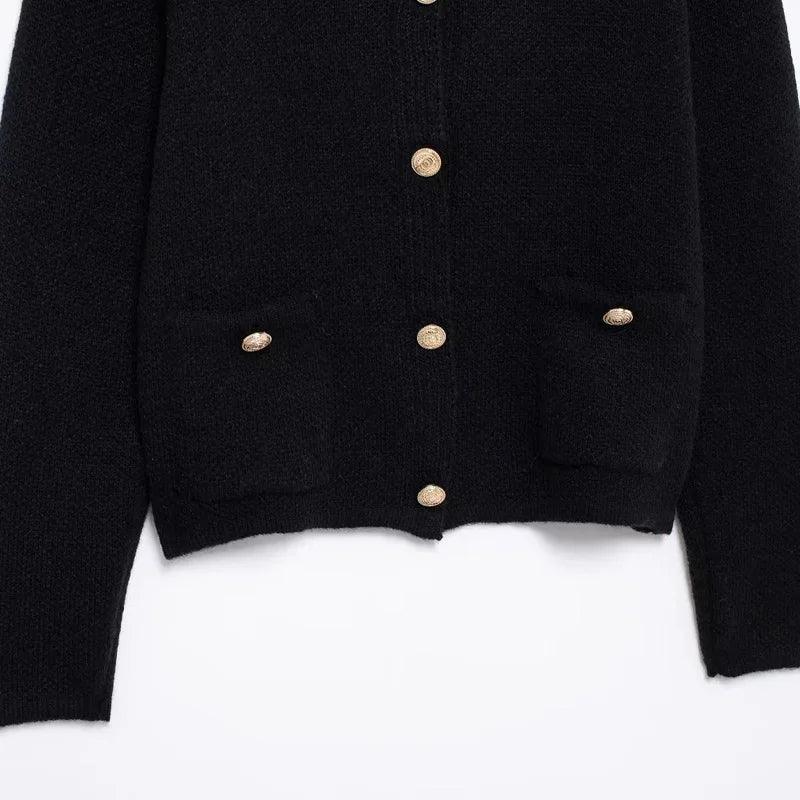 Refined Knit Cardigan – Long Sleeve in Black